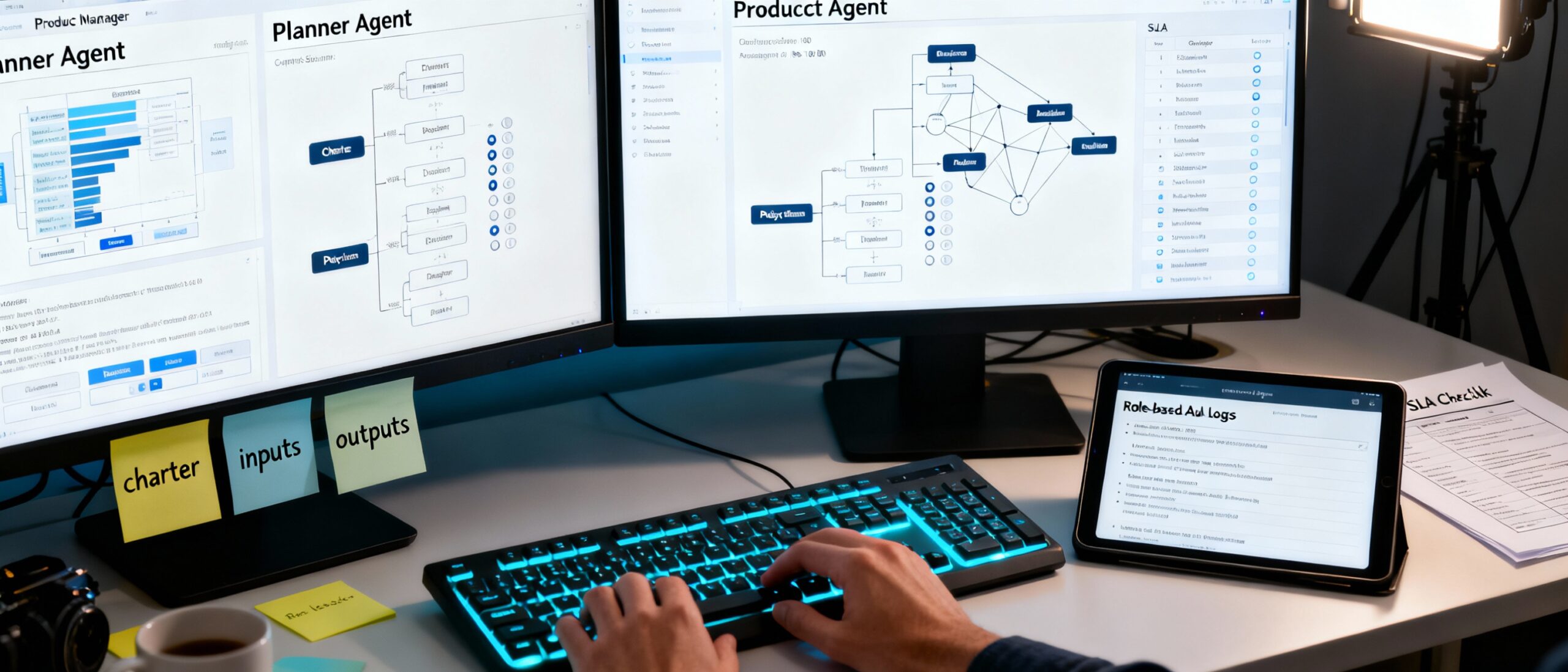 AI agents working together in content production