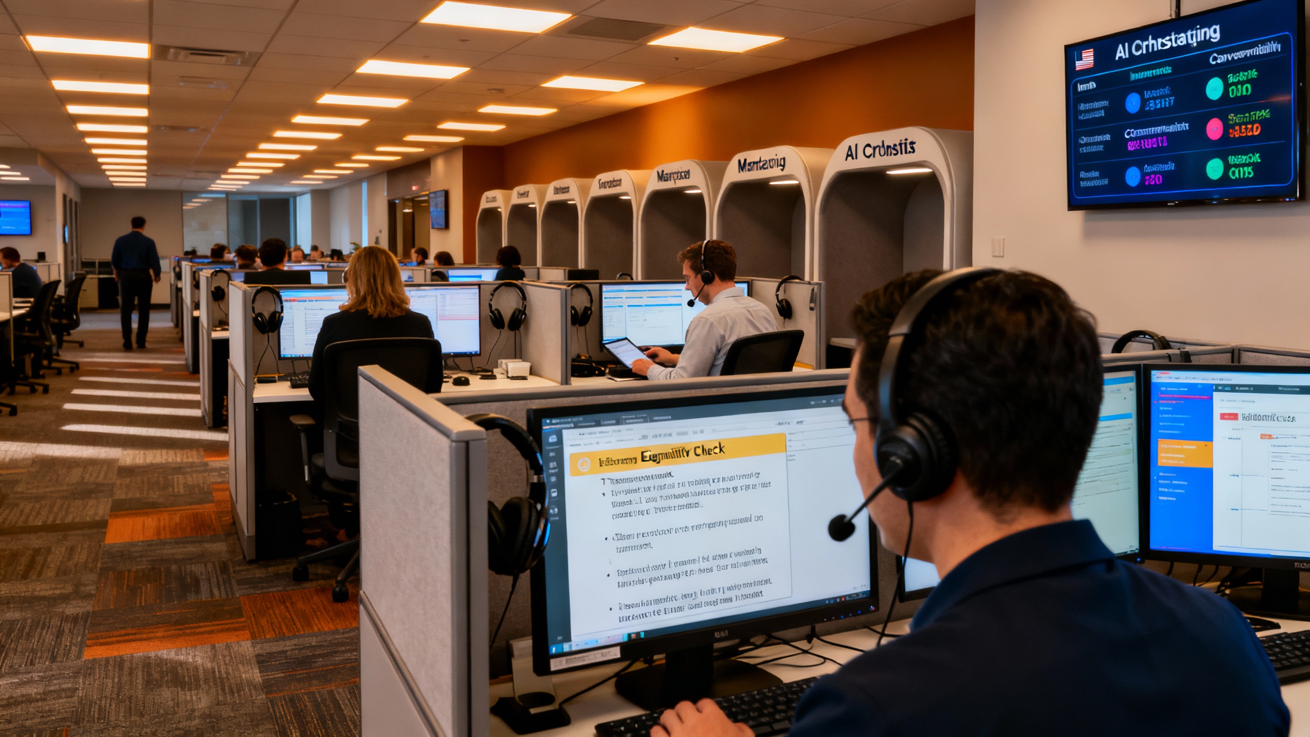 Voice AI technology dashboard showing real-time customer engagement metrics