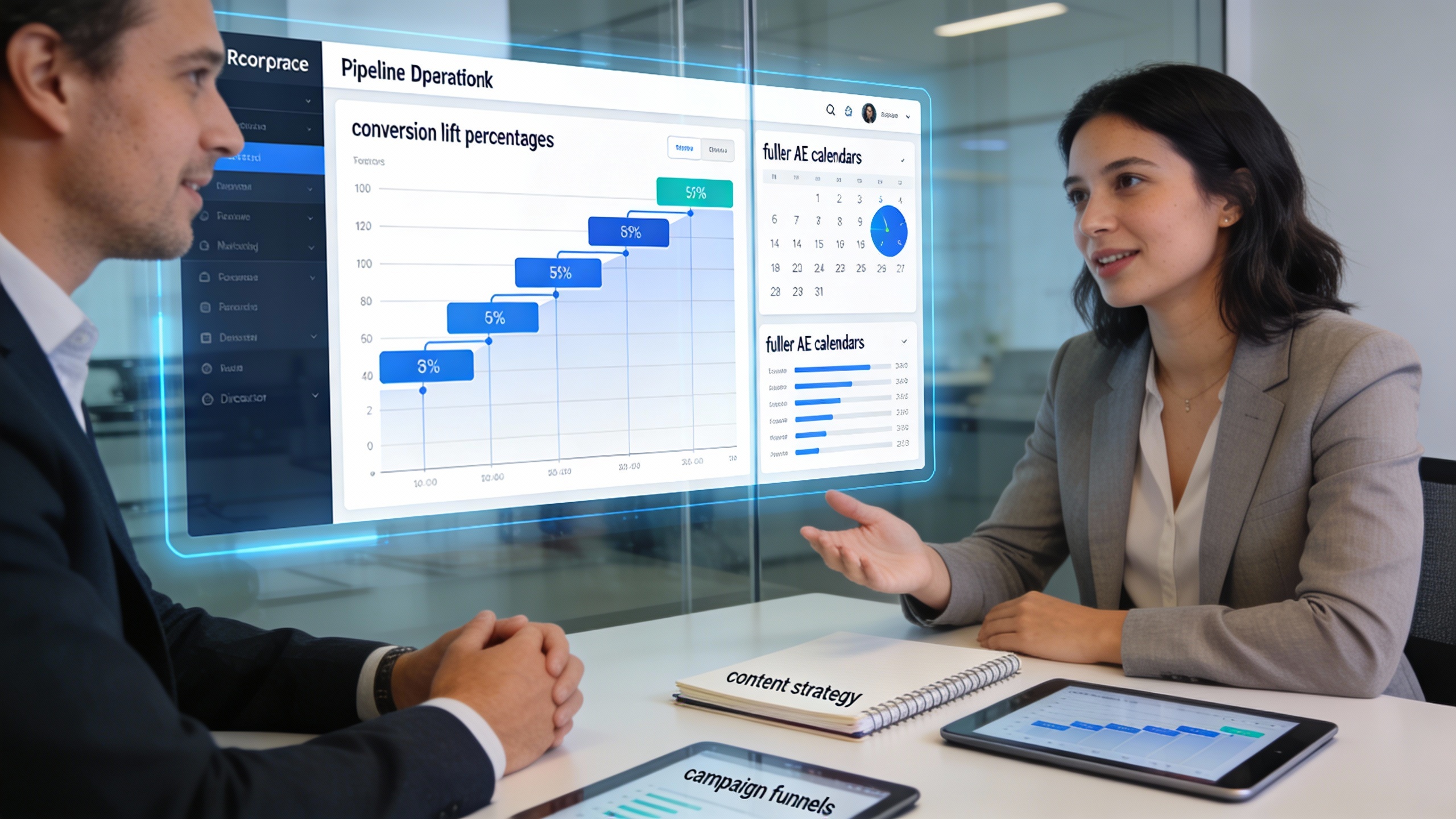 Revenue operations leaders studying pipeline lift and campaign dashboards to optimize marketing automation and content strategy