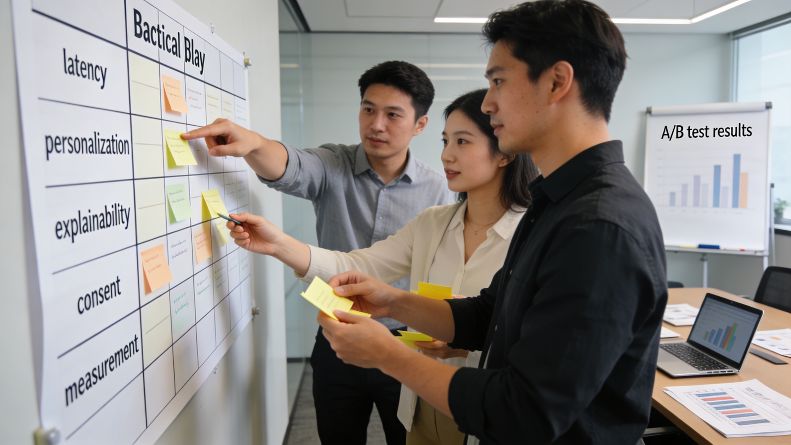Marketing team collaborating on a tactical playbook to fix AI errors in digital marketing automation and improve campaign measurement